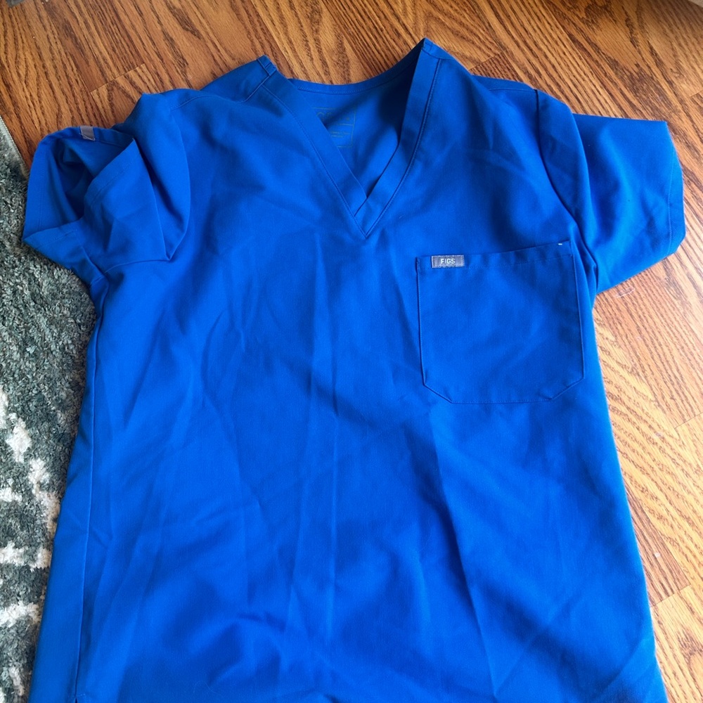 Figs Royal Blue Catarina V-Neck Top